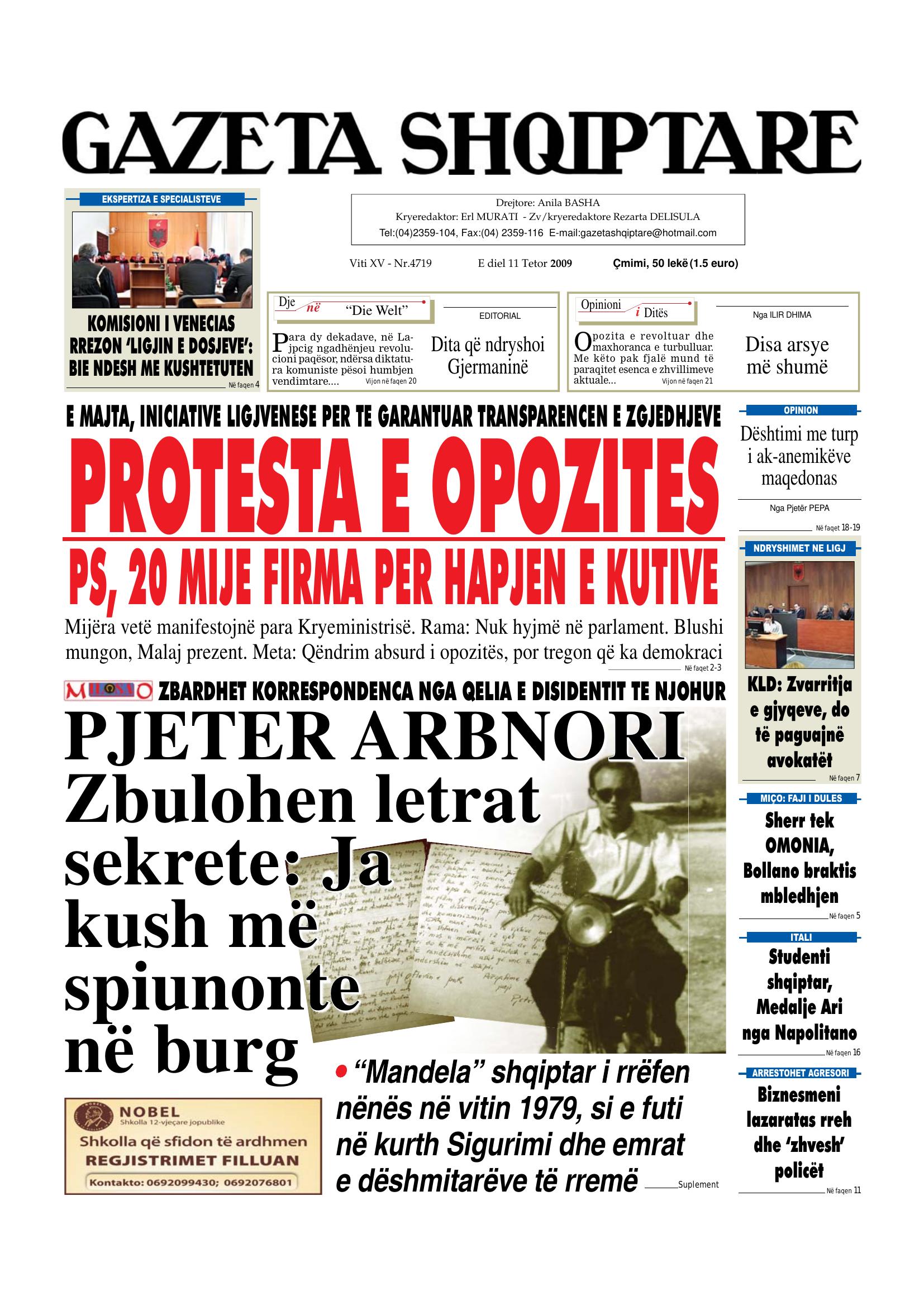 Gazeta Shqiptare 2009-10-11